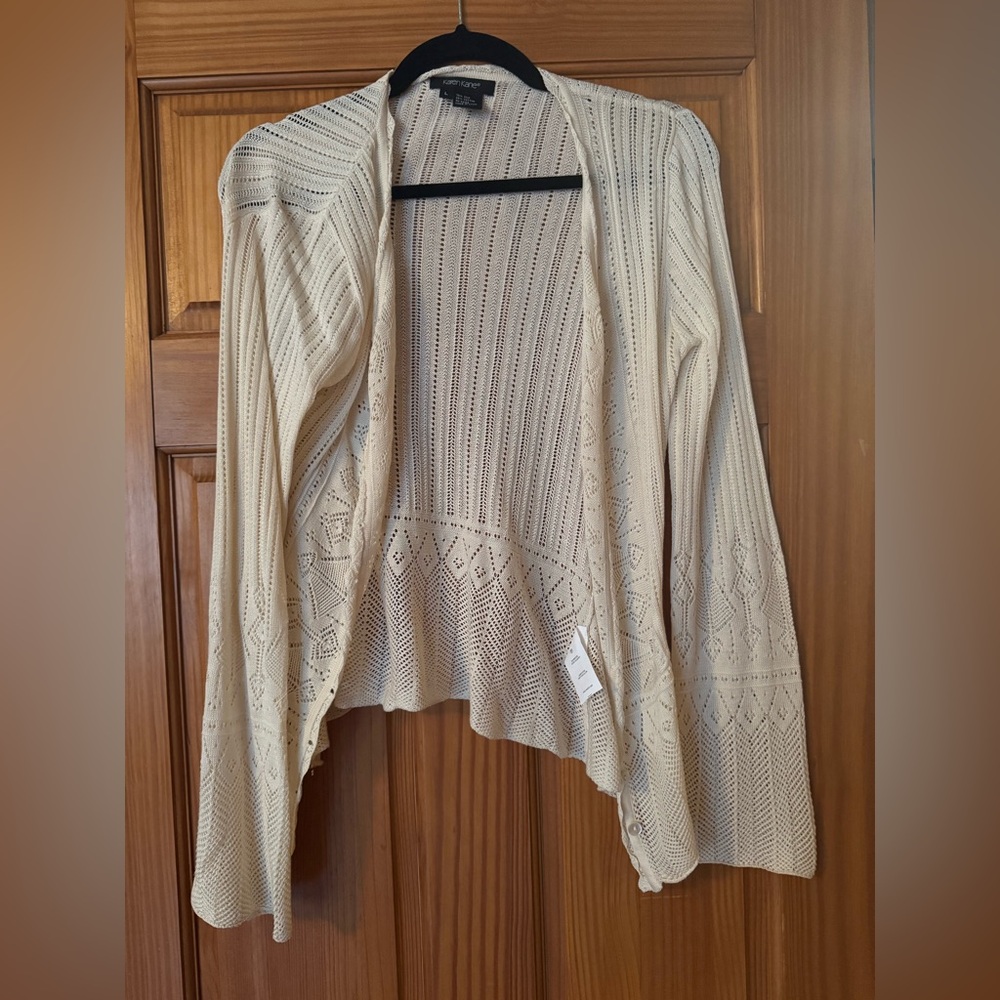Karen Kane Cream Open-Front Cardigan